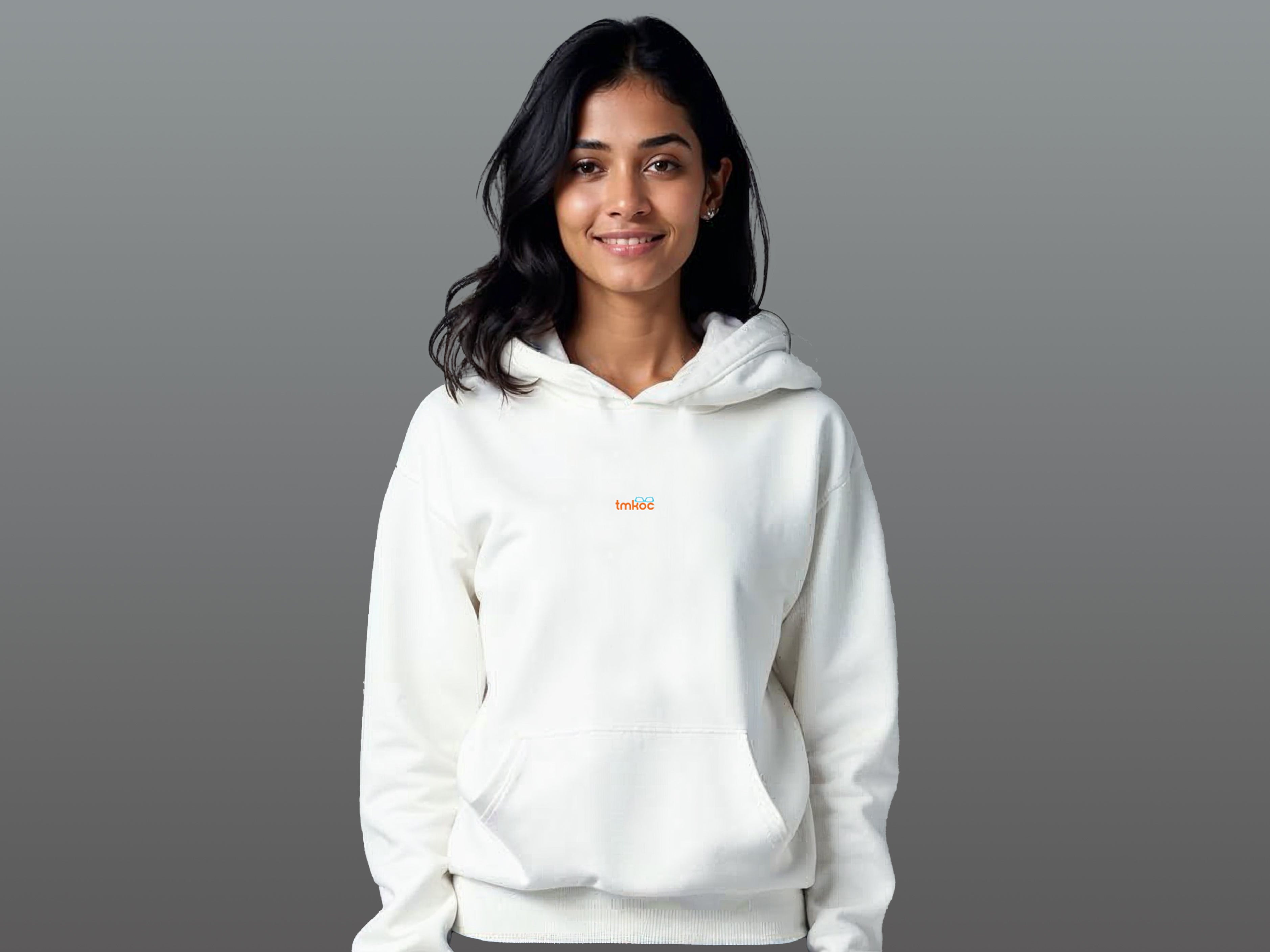 TMKOC Off-White Cotton Regular Fit Hoodies for Women