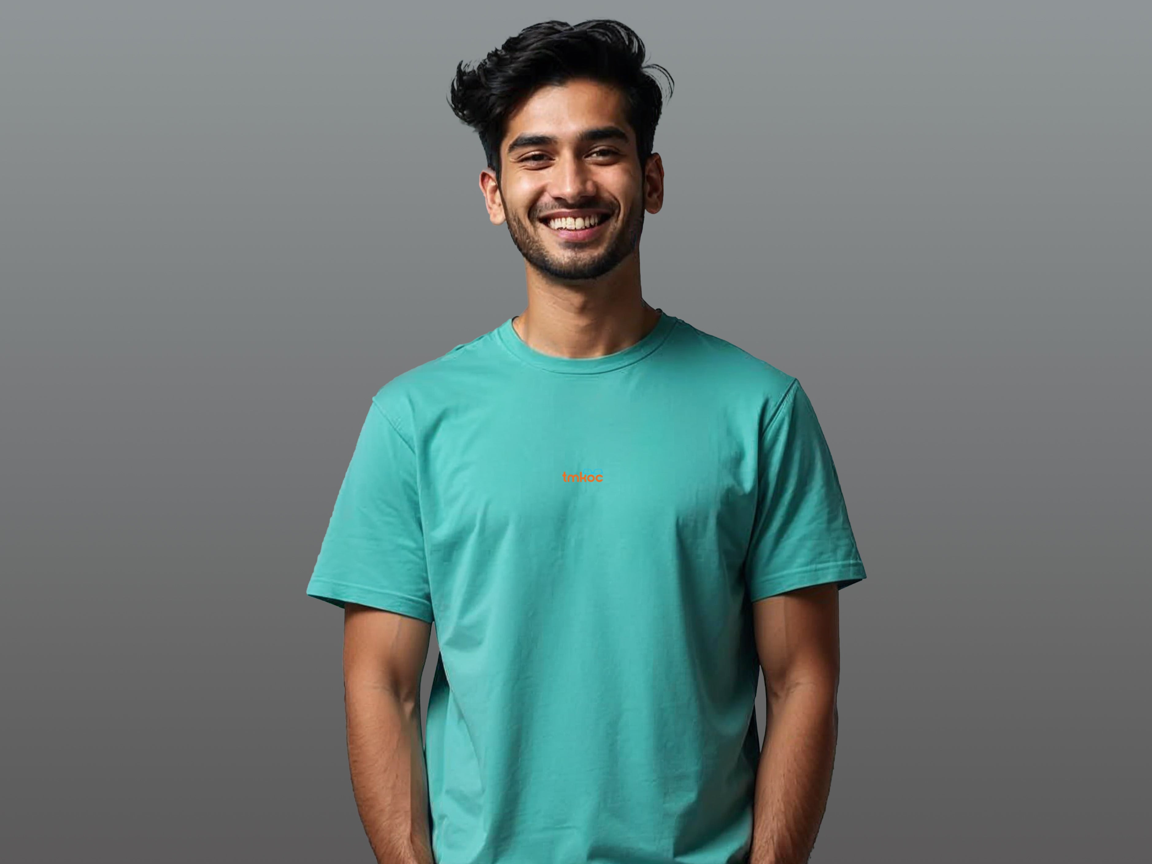 TMKOC Regular Fit Back Printed T-Shirts Aqua Green