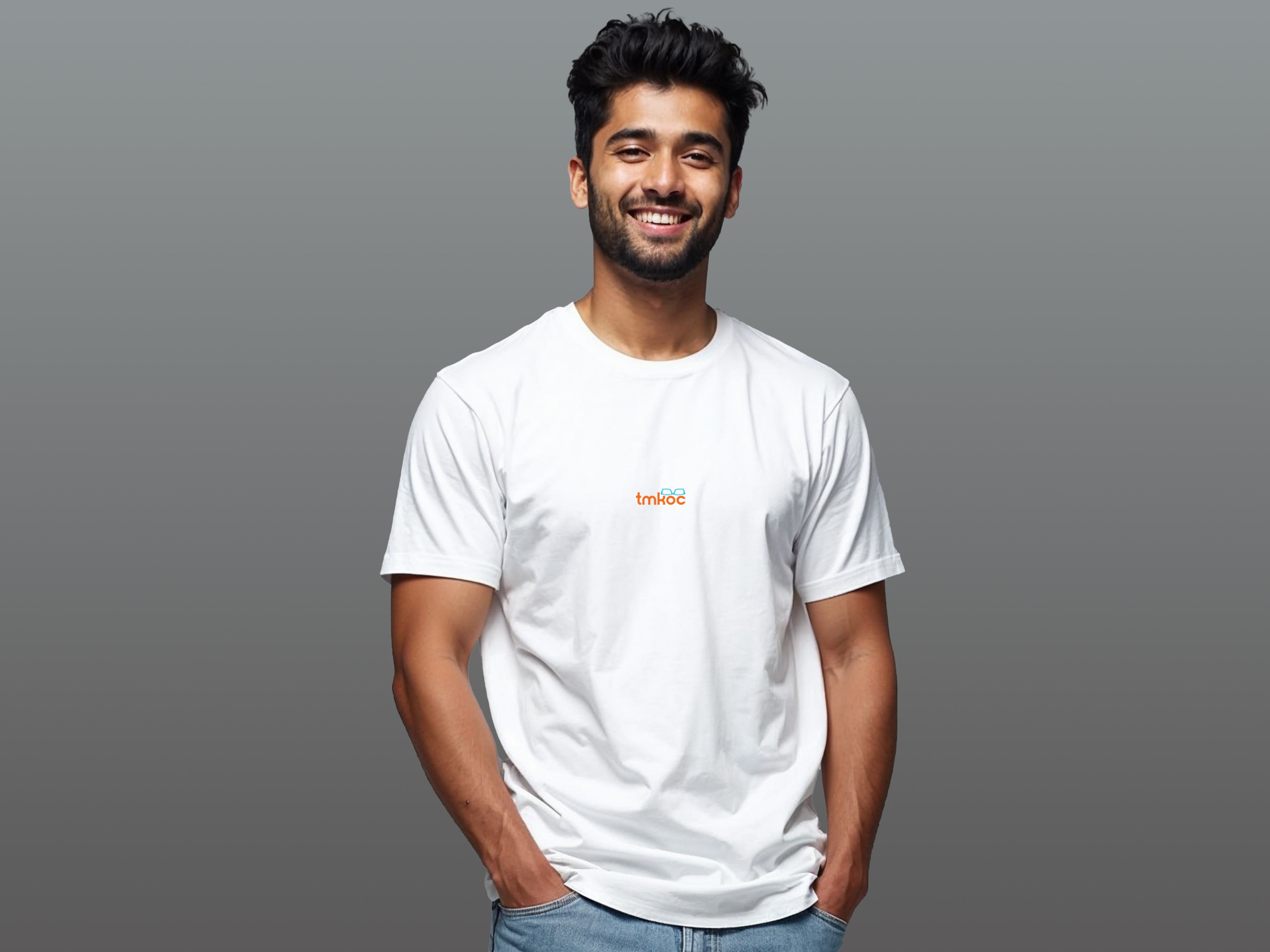 TMKOC White Printed T-Shirts For Mens