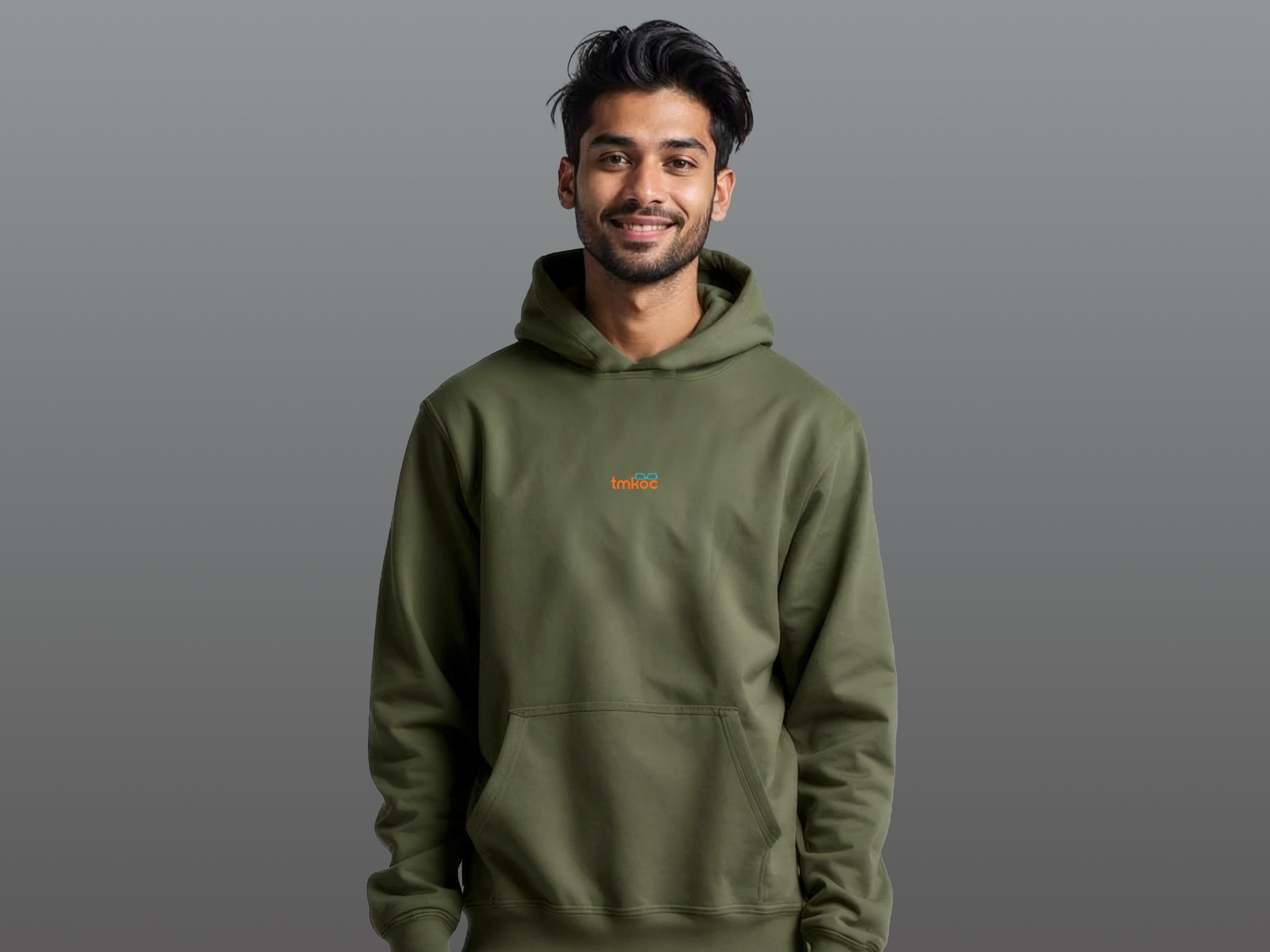 TMKOC Olive Green Cotton Regular Fit Hoodies for Men