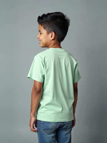 TMKOC Kids Pistal Green Color Regular Fit Printed T-Shirts