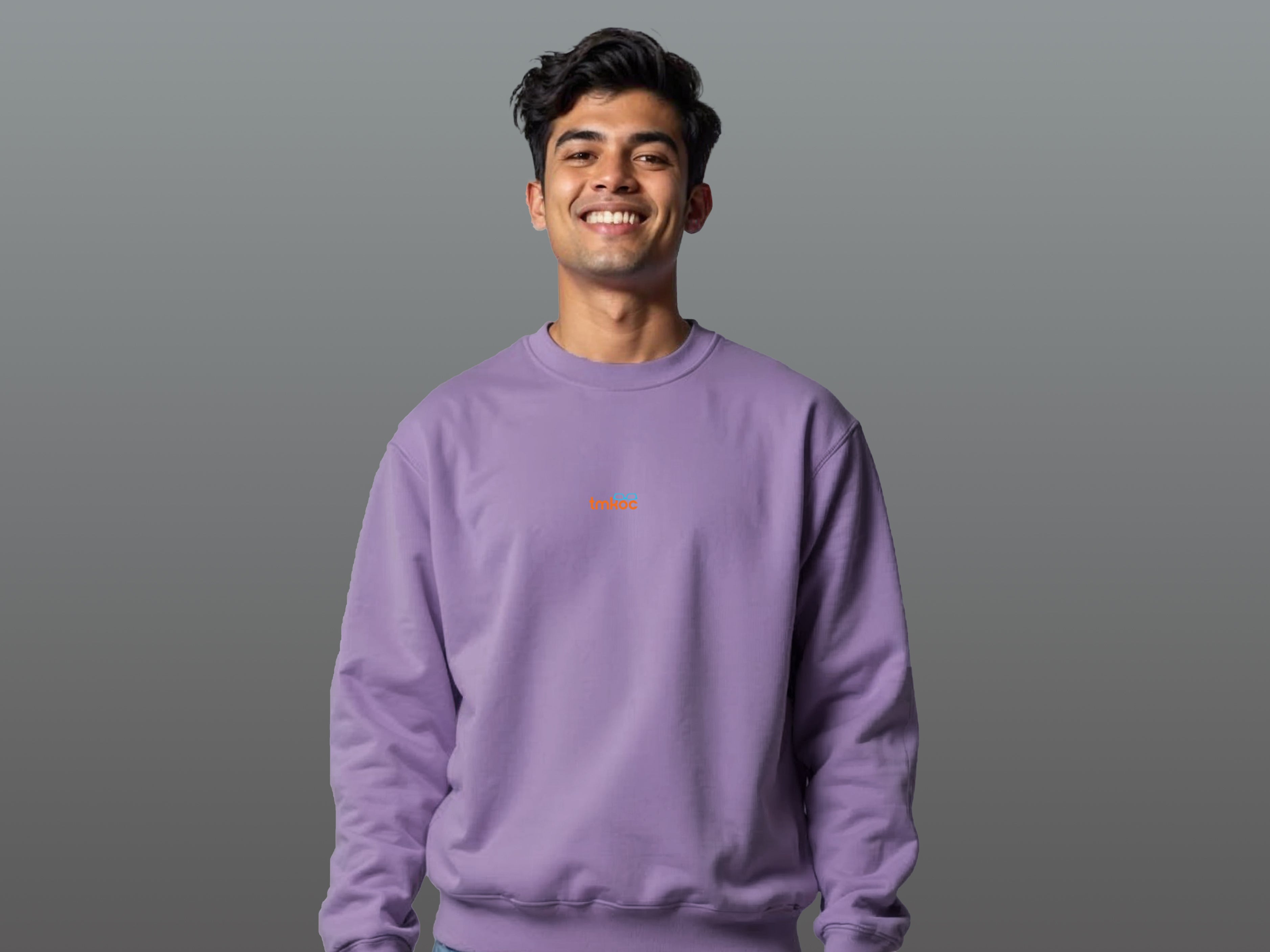 TMKOC Purple Printed Crew Neck Sweatshirt Cotton 240 GSM