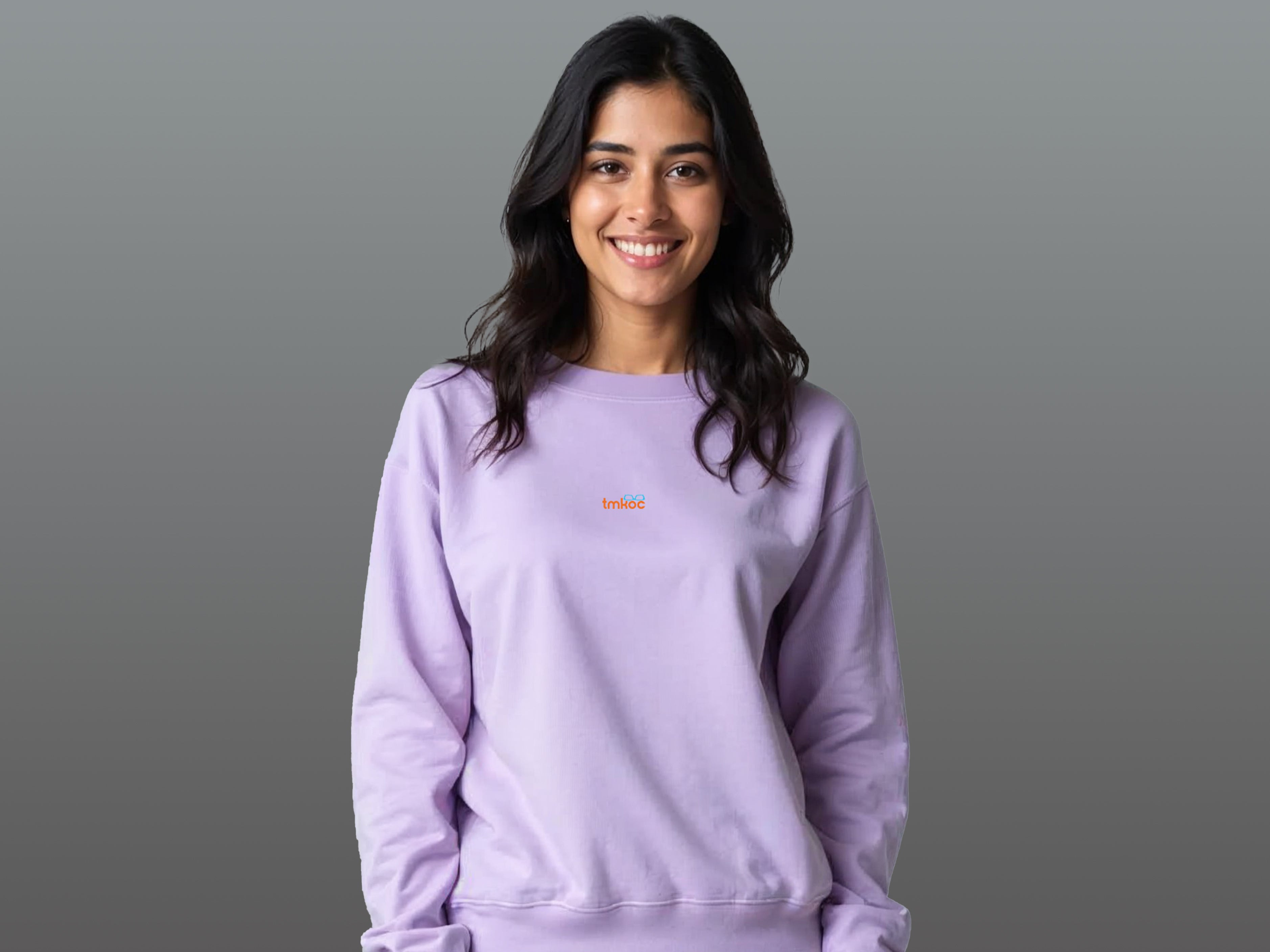 TMKOC Printed Crew Neck Lavender Sweatshirt Cotton 350 GSM