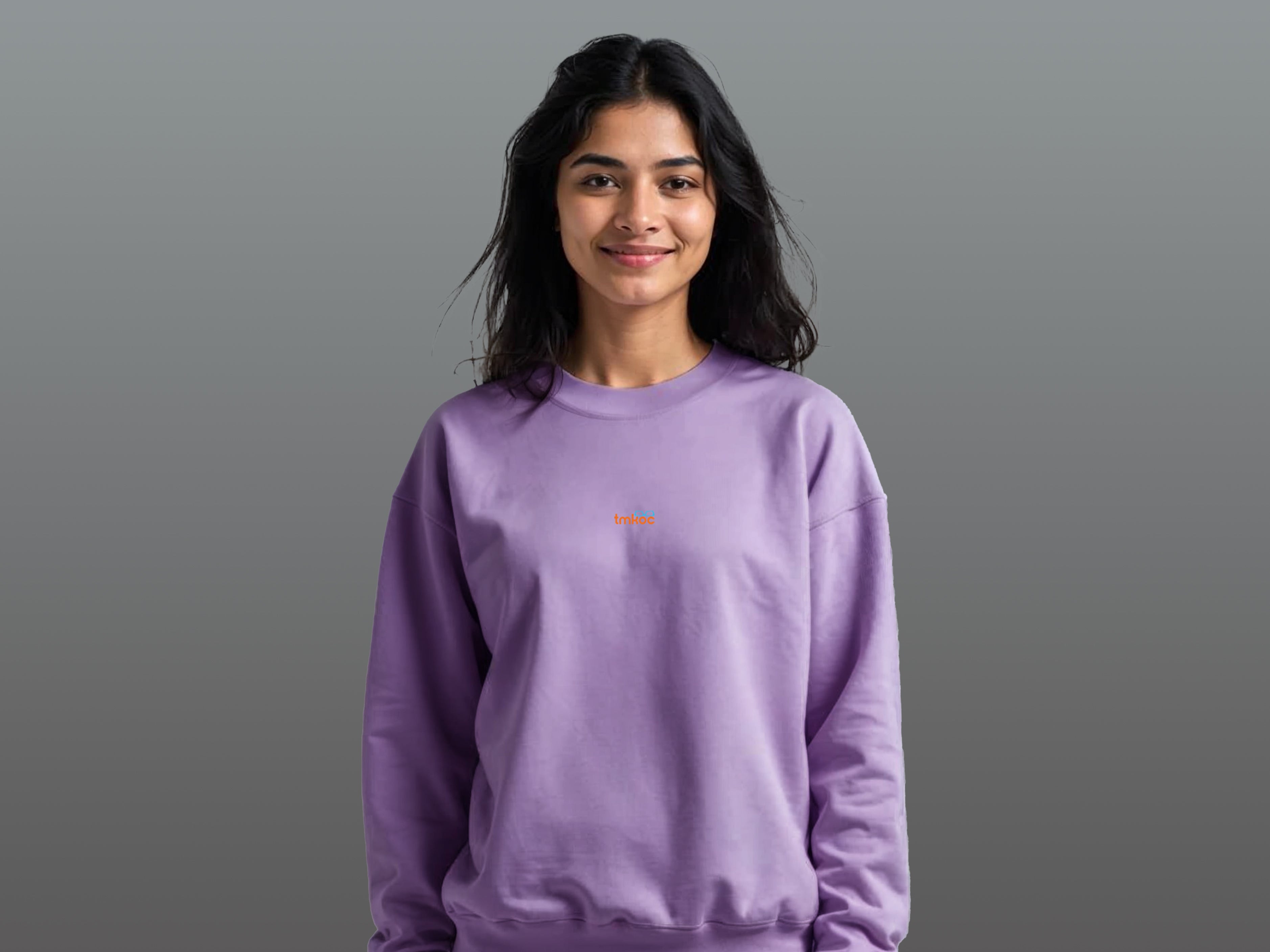 TMKOC Purple Printed Crew Neck Sweatshirt Cotton 240 GSM