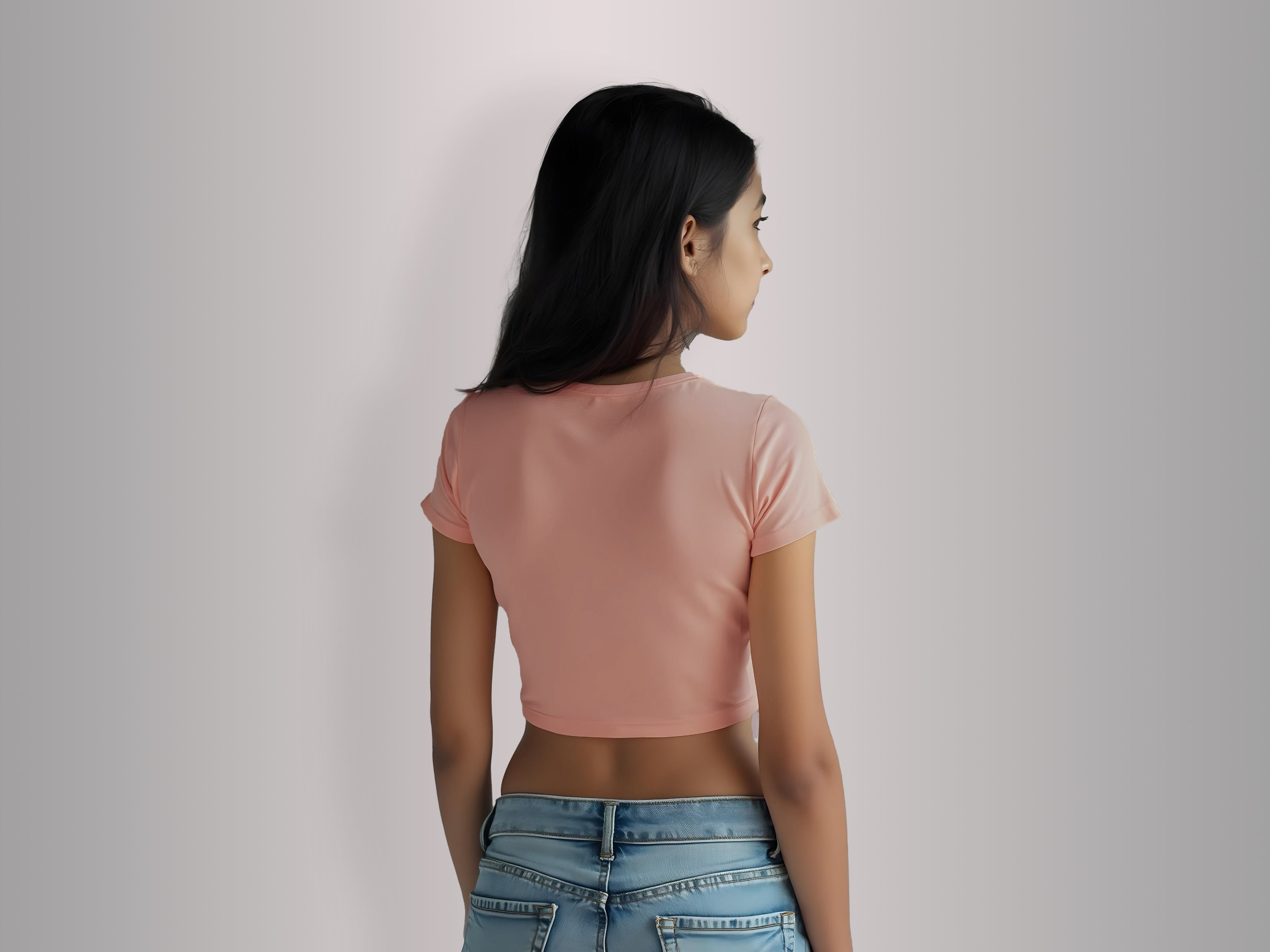 TMKOC Peach Printed Crop Top For Girls