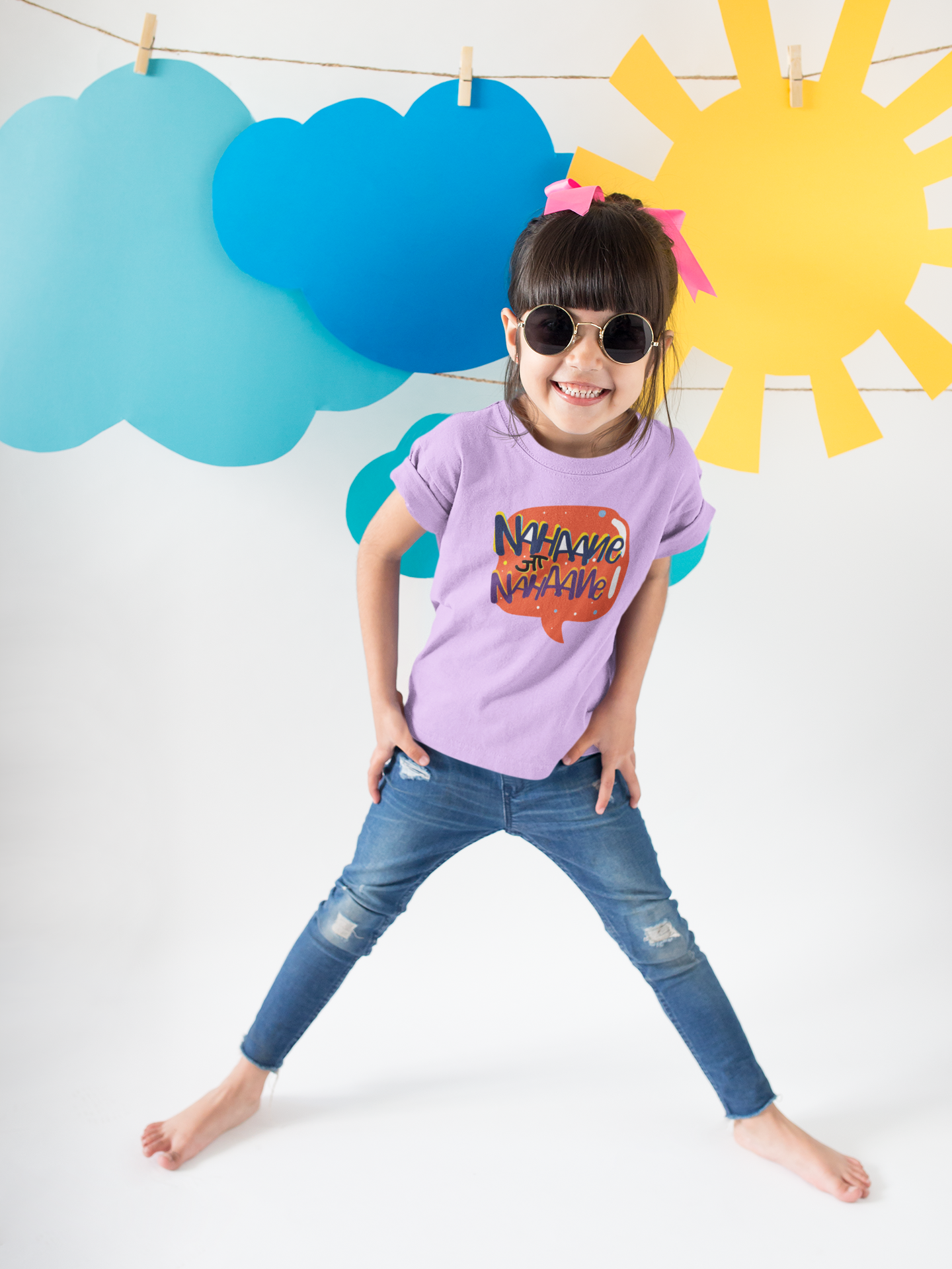 TMKOC Kids Lavender Regular Fit Printed T-Shirts NAHANE JA NAHANE