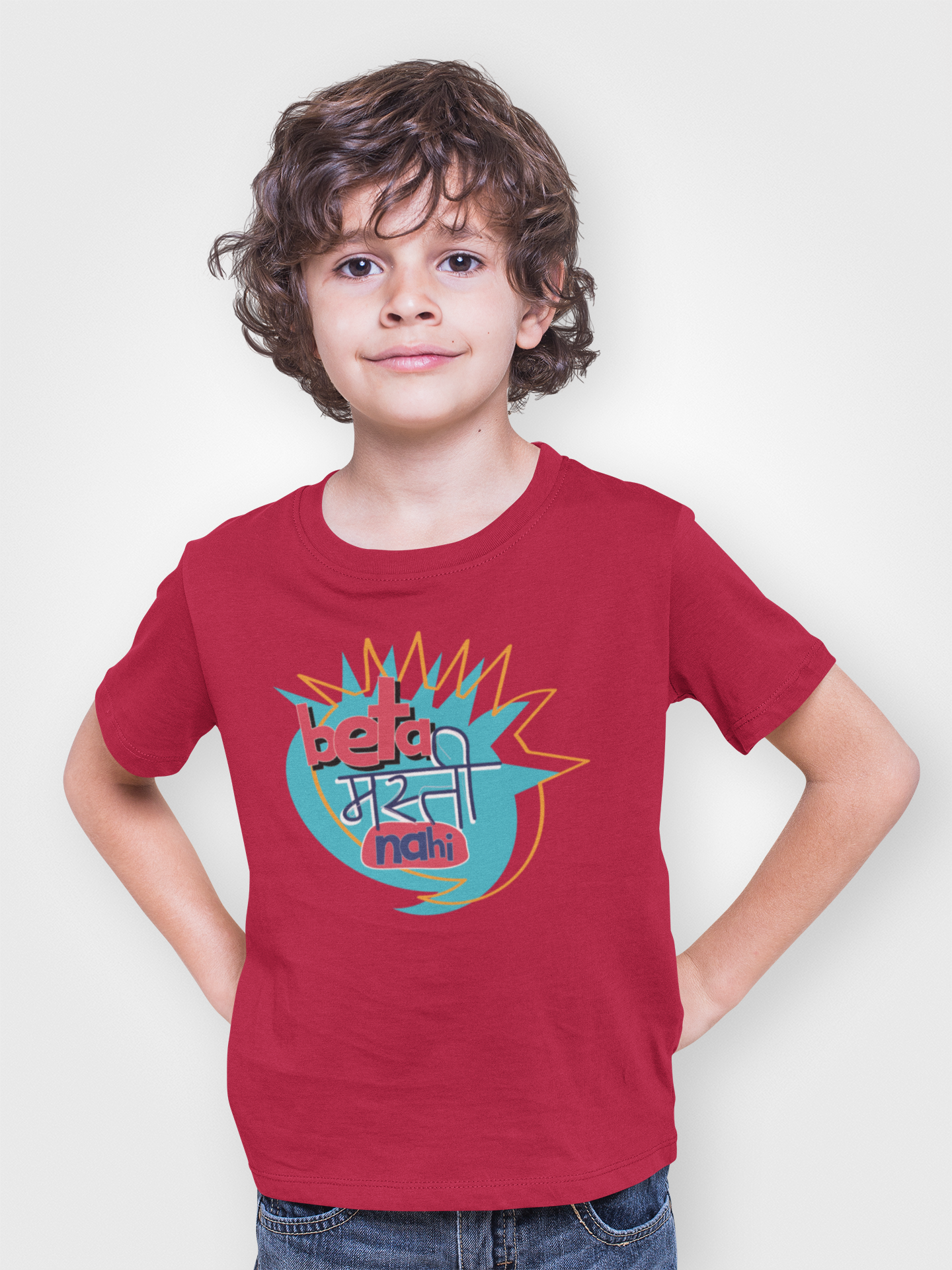 TMKOC Kids Red Regular Fit Printed T-Shirts Beta Masti Nahi